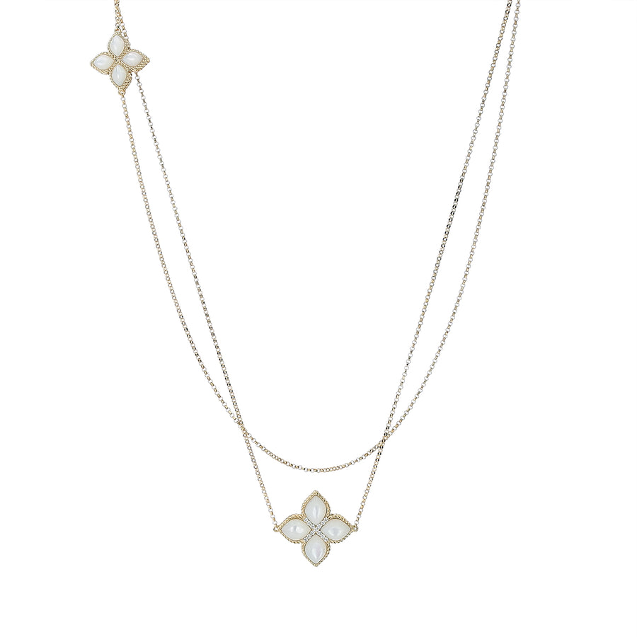 Roberto Coin Venetian Princess Flower Mother of Pearl Necklace in 18K Yellow Gold, 30"
