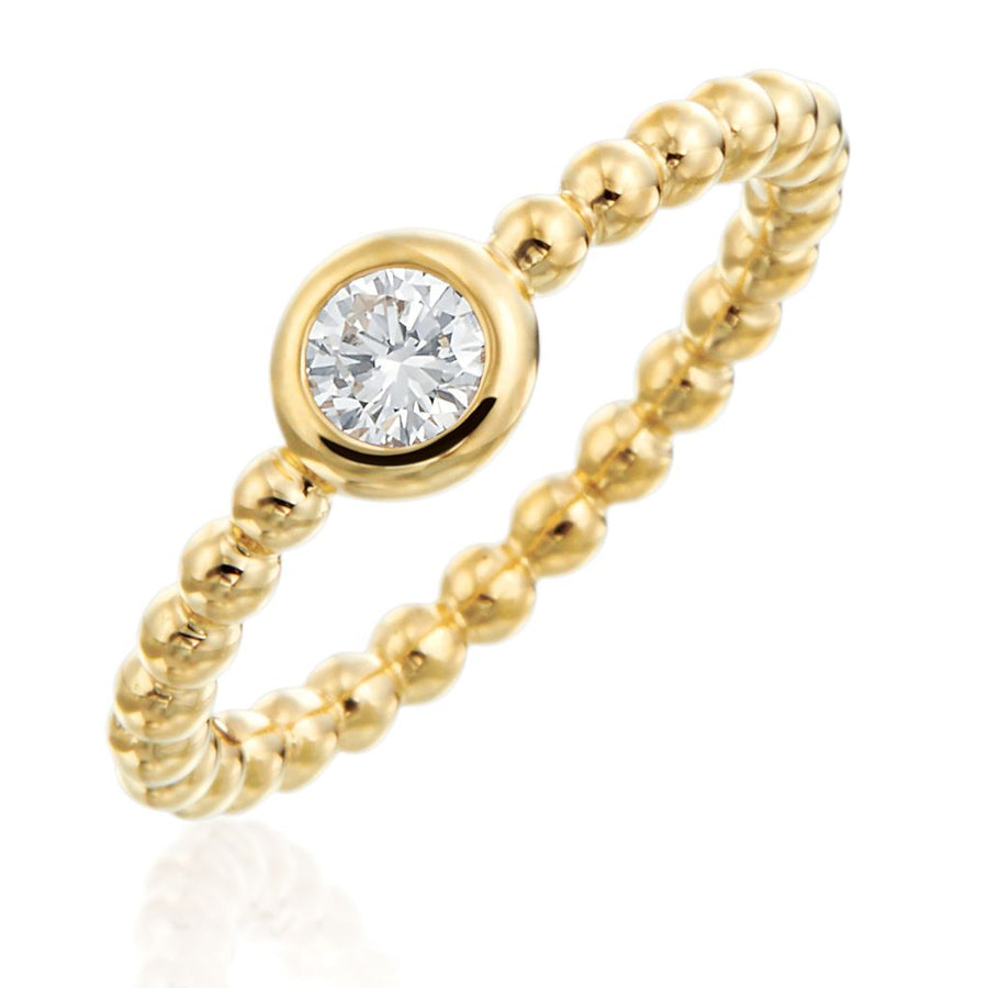 Nutmeg 0.25ct Round Diamond Bezel Stack Ring in 18K Yellow Gold, size 7