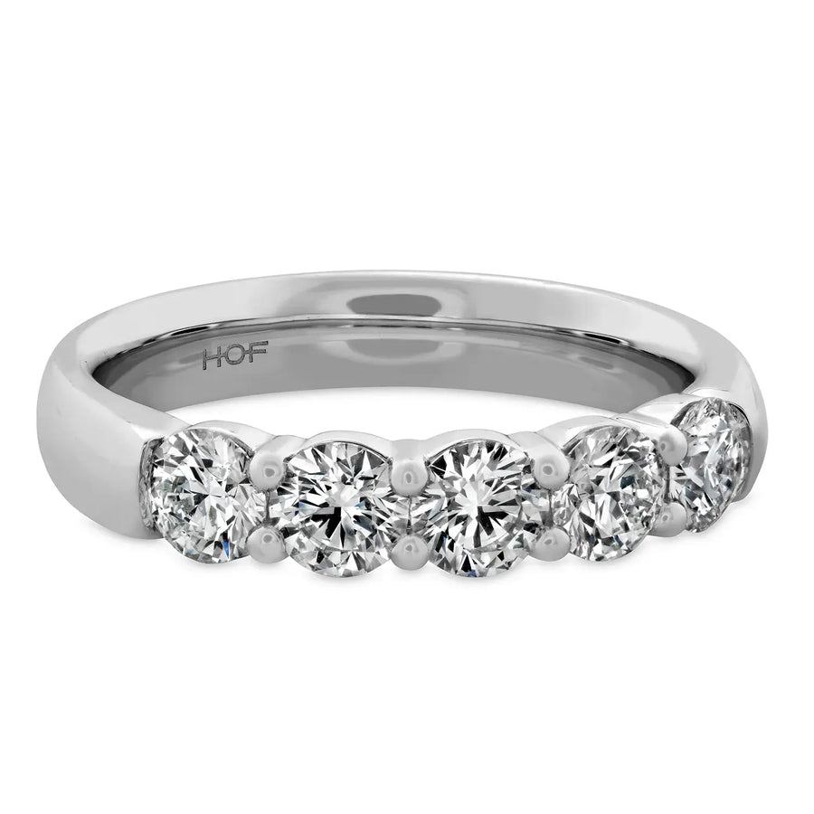Diamond Signature 5-Stone Band in 18k White Gold, Size 6.5
