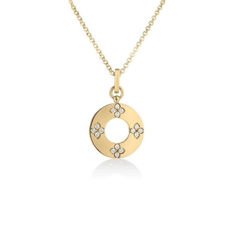 Love in Verona 0.30ct Diamond Circle Pendant in 18K Yellow Gold, 17" chain