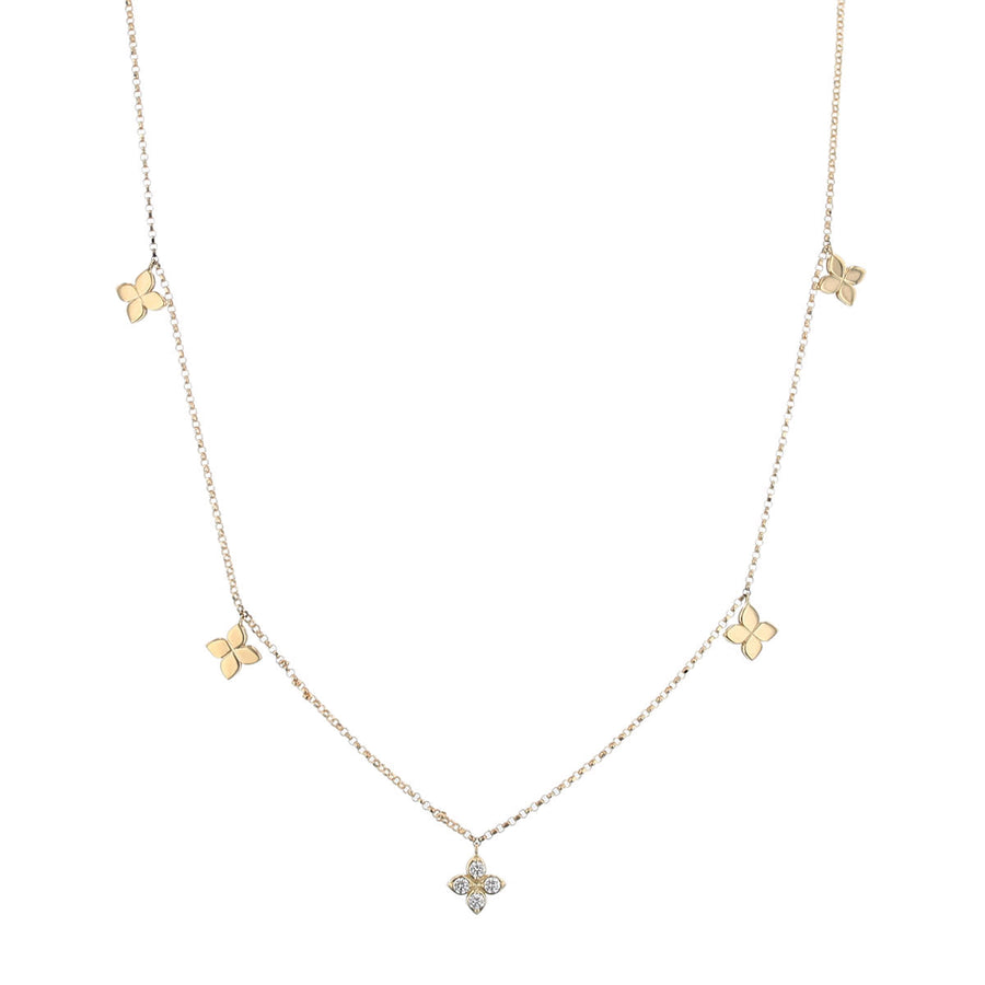 Love by the Inch 0.08ct Diamond 5 Station Necklace in 18K Yellow Gold, 17"