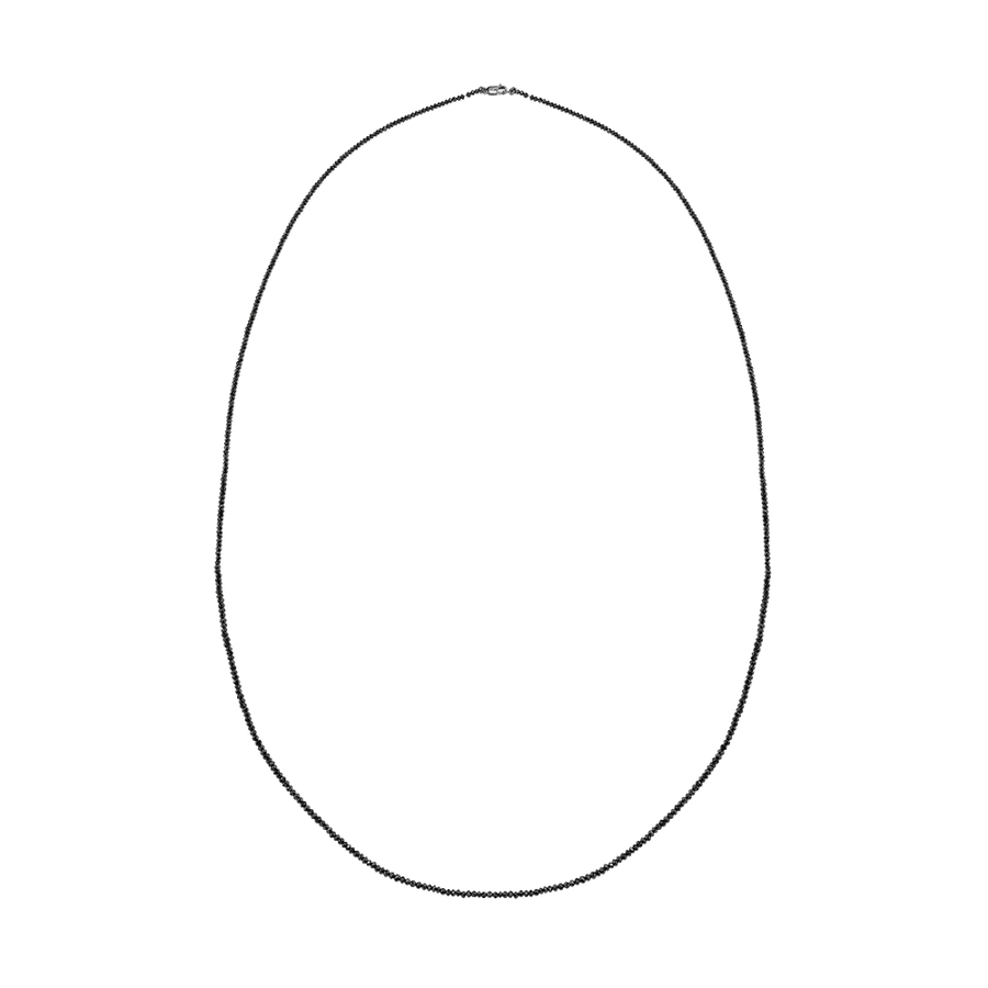 Black Diamond Beaded Necklace in Platinum, 36in