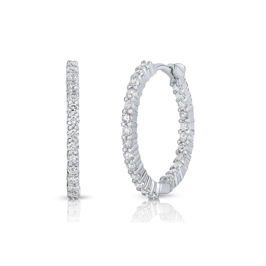 Perfect Diamond 1.00ct Diamond 22mm Hoop Earrings in 18K White Gold