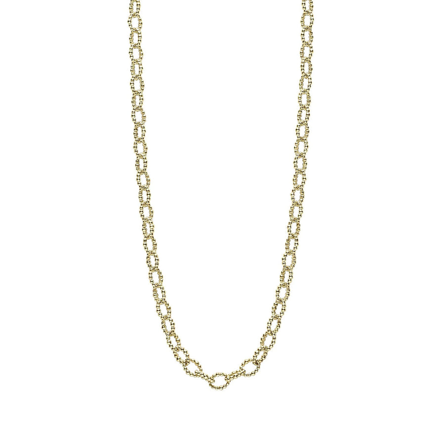 Signature Caviar Oval Link Chain Necklace in 18K Yellow Gold, 18in