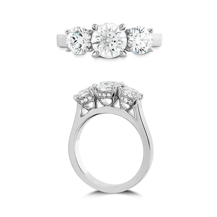 18K White Gold Ring with 1.07ct Center Diamond, Two 0.50ct Side Diamonds, and 18 Accent Diamonds, Size 6.5