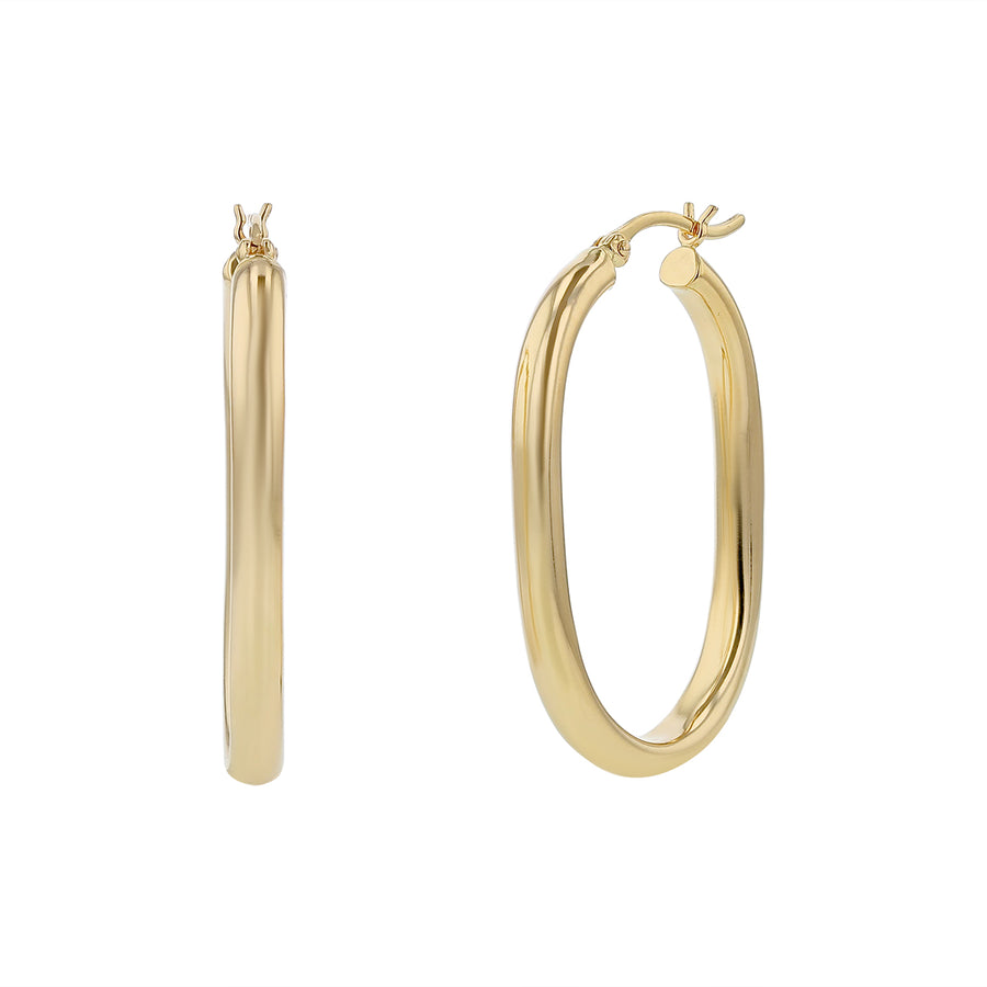 3.6mm Oval Hoop Earrings in 14K Yellow Gold, 3/4"