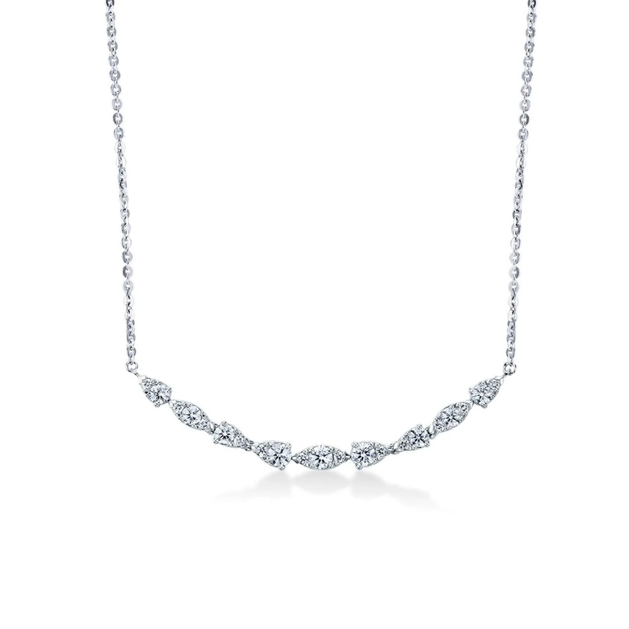 Aerial Dewdrop 0.46-0.54Ct Diamond GH/VS-SI Necklace in 18k White Gold, 18inch