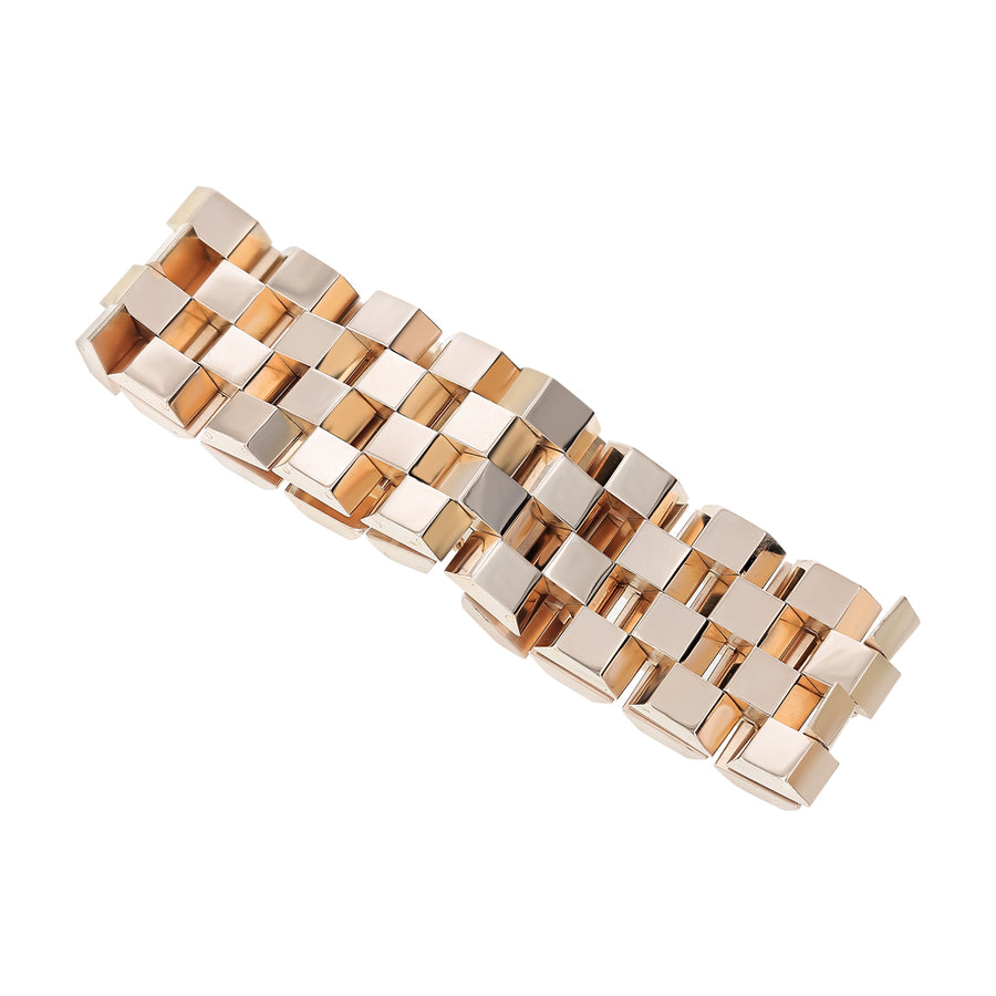 Brick Link Bracelet in 18K Yellow Gold, 7"