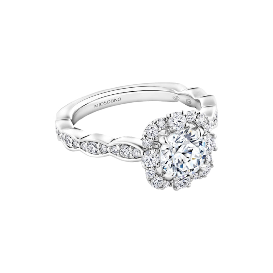 Angelina 0.58ct Halo Ring Semi Mount in Platinum for 1.00ct Round Center