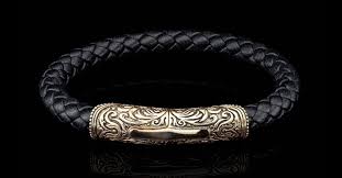 Milan Black Leather Braided Bracelet with Bronze Size Large