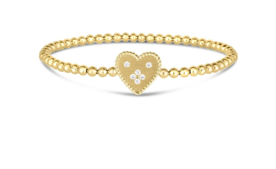 Venetian Princess 0.08ct Diamond Heart Bracelet in 18K Yellow Gold