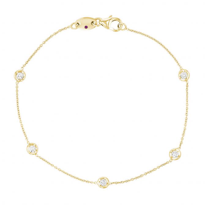 Diamonds by the Inch 0.25ct Diamond 5 Station Bracelet in 18K Yellow Gold, 7"