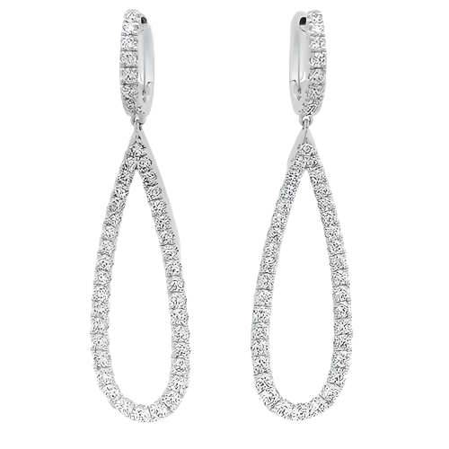 Essential 1.50-1.69ct Diamond Teardrop Earrings in 18K White Gold