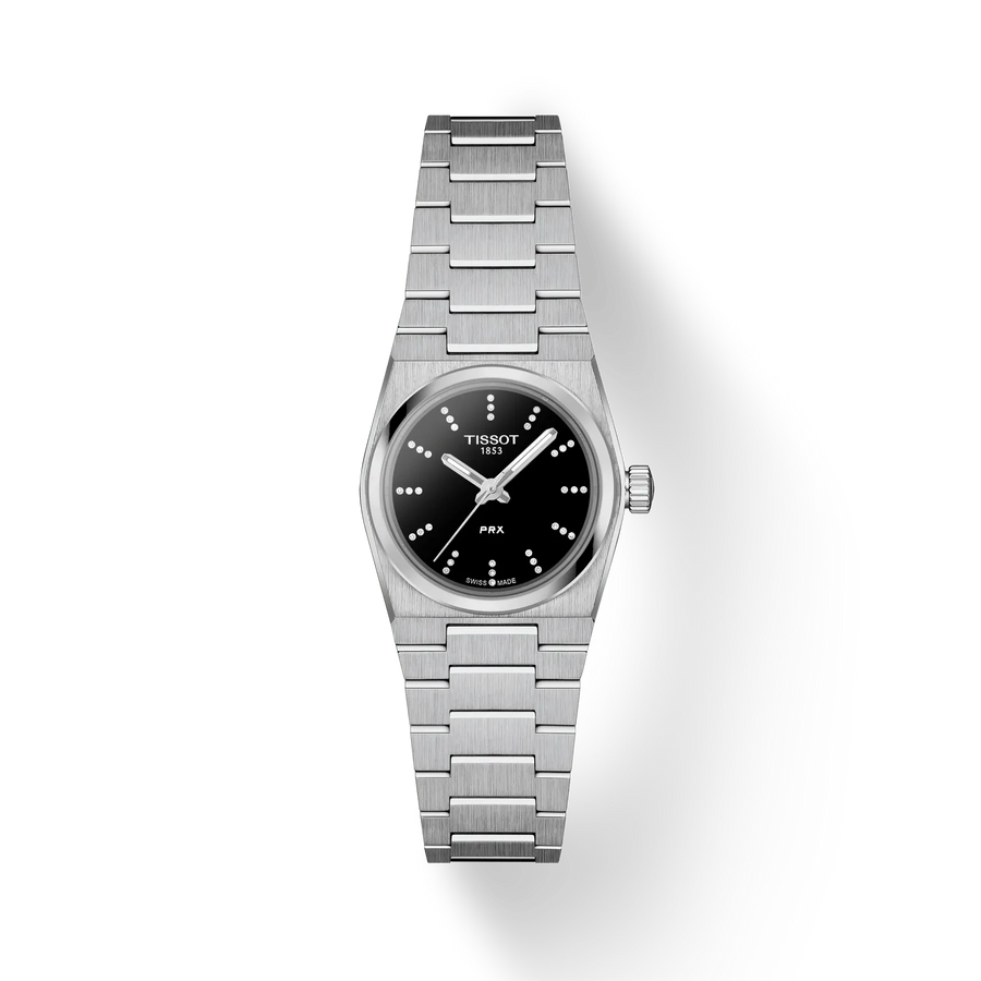 25mm PRX Quartz Watch with Black Dial in Stainless Steel, Bracelet