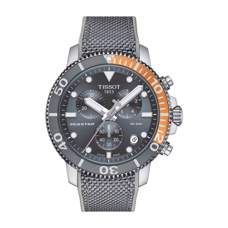 45.5mm Seastar 1000 Watch with Black Dial in Stainless Steel, Strap