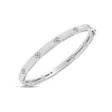 Love in Verona 0.15ct Diamond Satin Bangle Bracelet in 18K White Gold