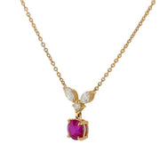 1.16ct Round Burma Ruby and 0.38ct Diamond G/VS1 Necklace in 18K Yellow Gold, 18"