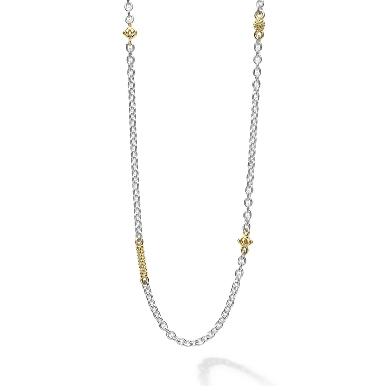 Caviar Icon 1.5mm Elements Ball Necklace in 18K Yellow Gold and Sterling Silver 16-18"
