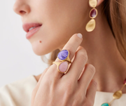 Lunaria Charoite Ring in 18K Yellow Gold, size 7