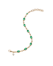 The Tennis Bracelet 2.69ct Oval Green Tourmaline 0.38ct Diamond and 0.10ct Emerald in 18K Yellow Gold, 7"