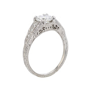 0.91ct Round Brilliant Diamond GIA  0.10ct Full Cut Diamond Vintage Ring