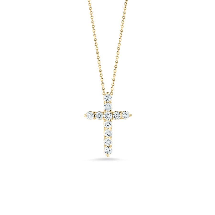 Tiny Treasures 0.88ct Diamond Cross Pendant on Chain in 18K Yellow Gold, 18"