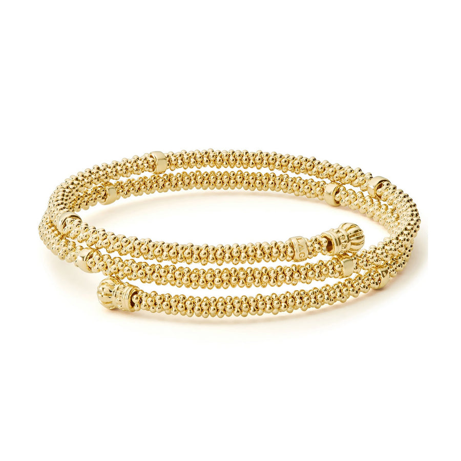 Caviar Gold Wrap Bracelet in 18K Yellow Gold, Size 7