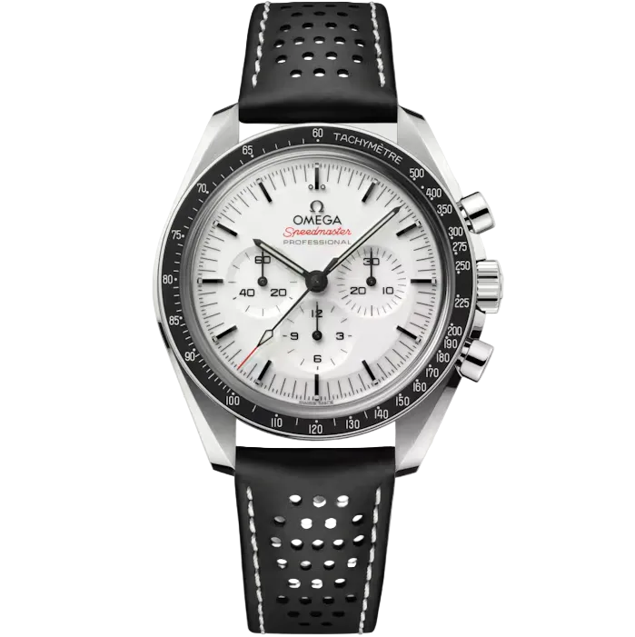 42mm Speedmaster Moonwatch Professional Watch with White Dial in Stainless Steel, Strap