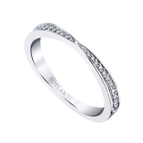 Hearts and Arrows 0.18ct Diamond Double Tapered Band in Platinum, size 5