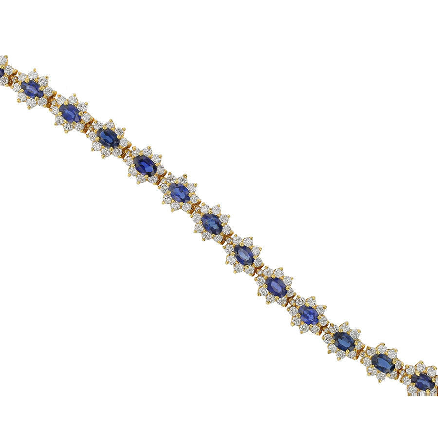 8.10ct Oval Sapphires and 3.85ct Diamond Bracelet in 18K Yellow Gold, 7in