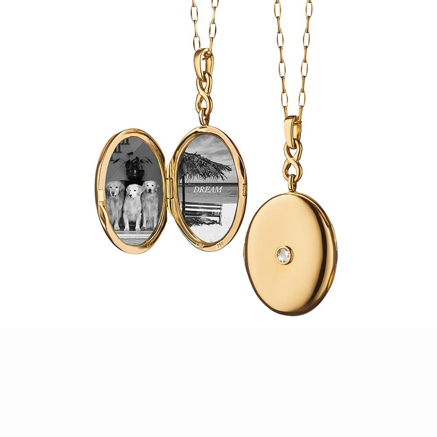 Infinite & Boundless 0.09ct Diamond Oval Infinity Locket in 18K Yellow Gold, 18-30" chain