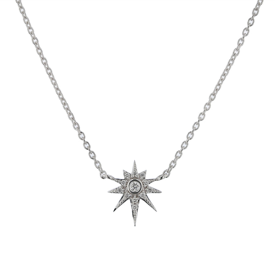 0.06ct Diamond Petite Star Necklace in 18K White Gold, 18in