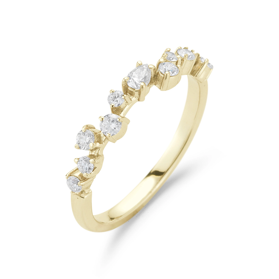Petite Stardust 0.38ct Pear and Round Diamond Ring in 18K Yellow Gold