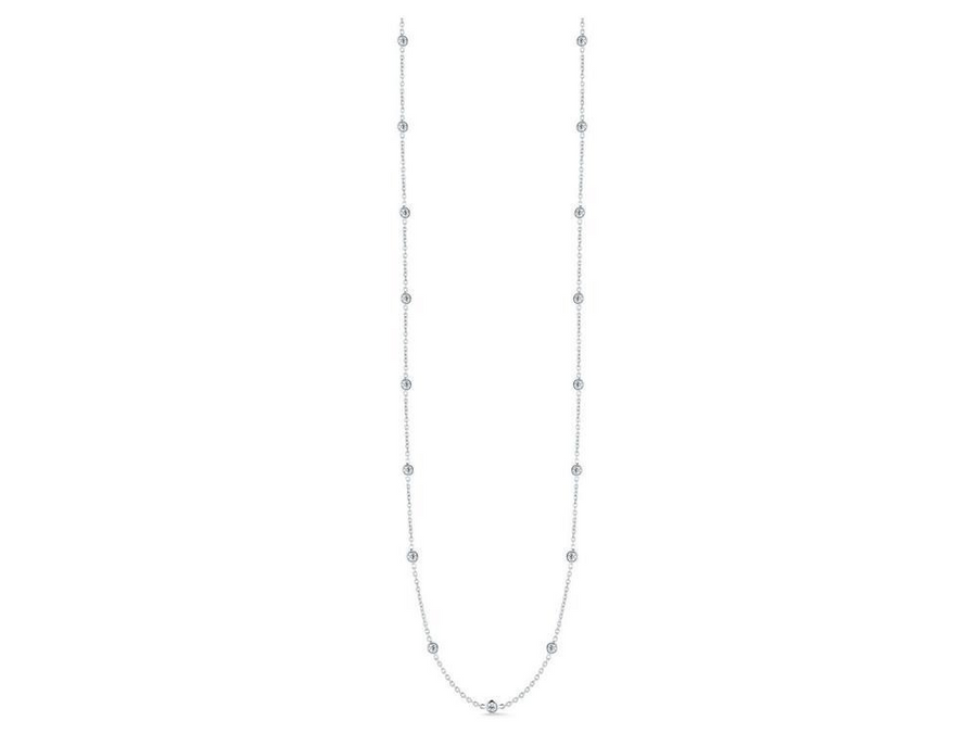 Diamond by the Yard Round Diamond 15 Station Necklace in 18K White Gold, 18in
