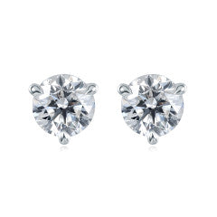 Classic 4.01ct Diamond I/SI2 GIA 3 Prong Stud Earrings in 18K White Gold