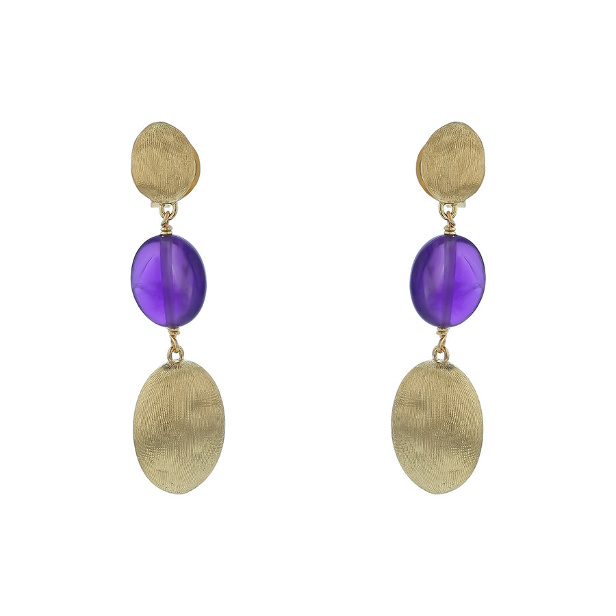 Siviglia Amethyst Drop Earrings in 18K Yellow Gold
