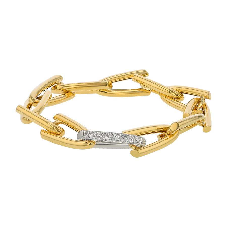 Designer Gold 1.55ct Diamond Link Bracelet in 18K White and Yellow Gold