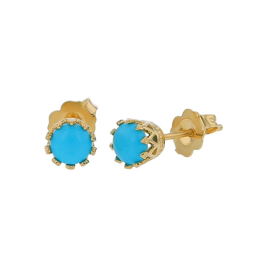Turquoise 4.5mm Stud Earrings in 14K Yellow Gold