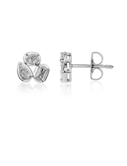 Love Luxe 0.60ct Diamond Cluster Stud Earrings in 14K White Gold
