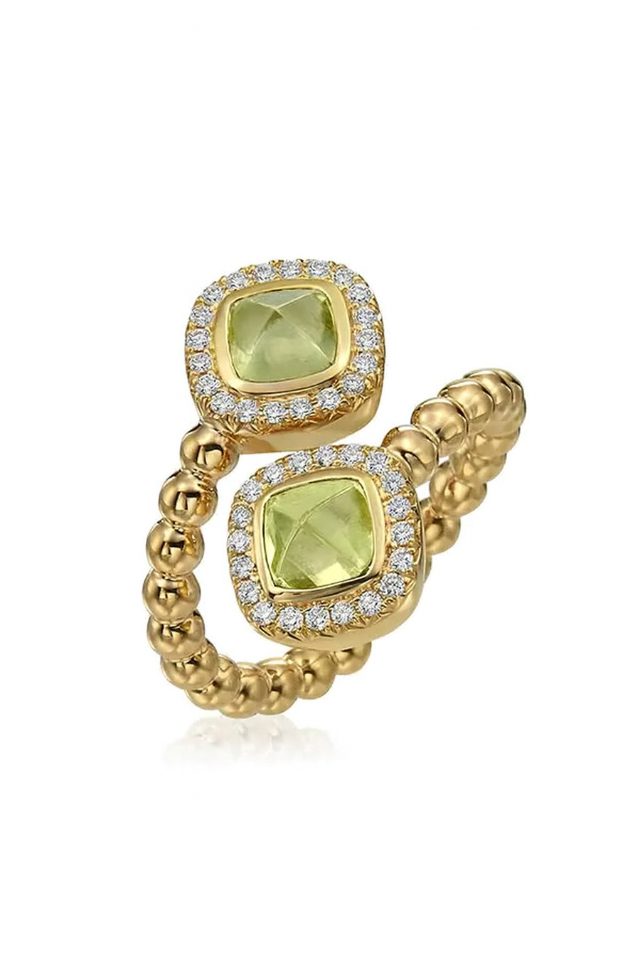 Nutmeg 2.14ct Yellow Sapphire and 0.29ct Diamond Crossover Halo Ring in 18K Yellow Gold, size 7