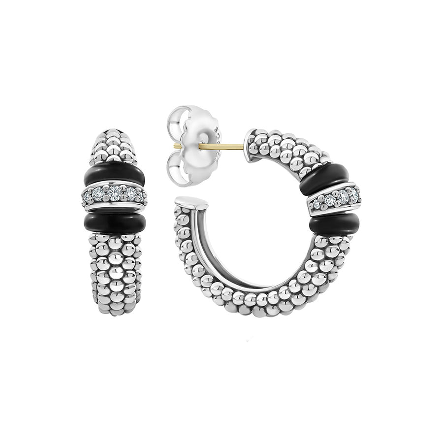 Ceramic Caviar Diamond Hoop Earrings