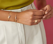 18K Yellow Gold and Diamond Hugging Cuff