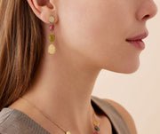Lunaria 0.16ct Diamond and Multi Color Tourmaline Drop Earrings in 18K Yellow Gold