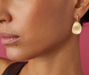 Lunaria 0.05Ct Diamond Hand Engraved Drop Earrings in 18K Yellow and Gold
