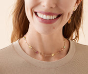 Lunaria Multi Colored Tourmaline Necklace in 18K Yellow Gold, 16.5"