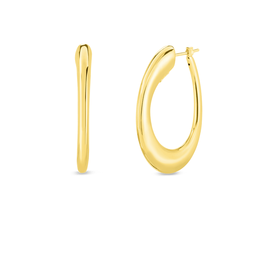 Classic Oro Oval Hoop Earrings in 18K Yellow Gold