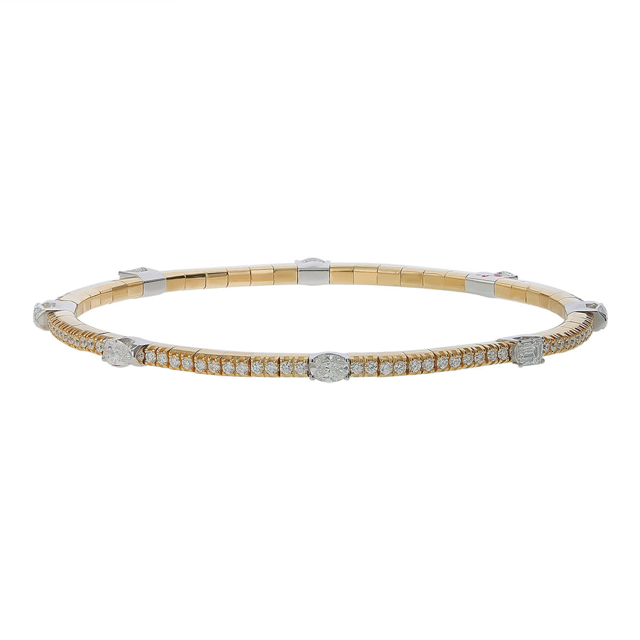 2.28ct Multi Shape Diamond Tennis Bracelet in 18K Yellow and White Gold