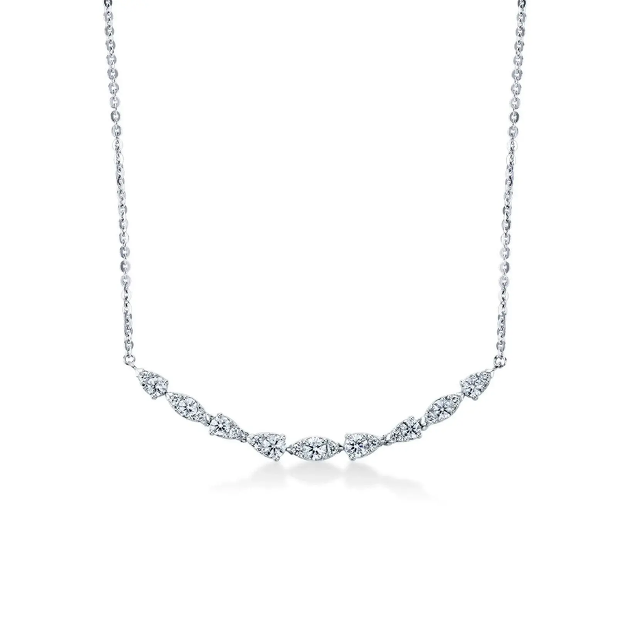 Aerial Dewdrop 0.46-0.54ct Diamond Necklace in 18K White Gold, 18"