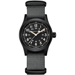 38mm Khaki Field Watch with Grey Dial in Stainless Steel and Black PVD, Nato Strap