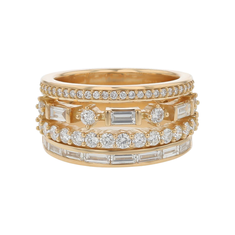 1.50ct Diamond Stacked Ring in 18K Yellow Gold, Size 6.5